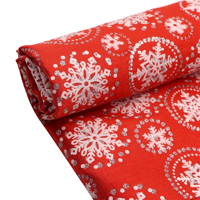 glitter offset printing christmas snowflake bamboo fiber fabric