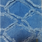 double layer diamond grid tassel handmade cut denim fabric