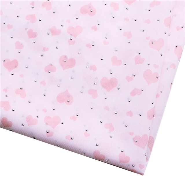 hot stamping heart chiffon fabric