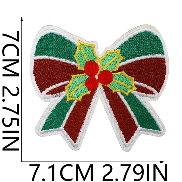 back with glue christmas bow series embroidery patch (back with glue)