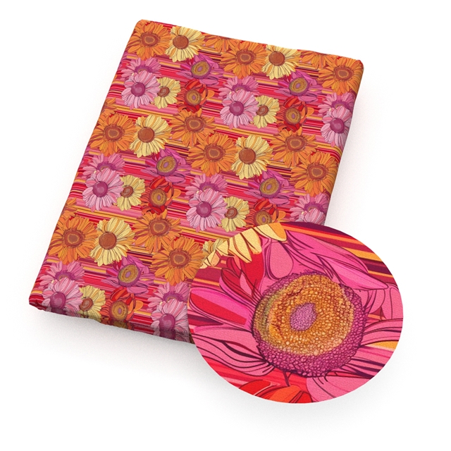 polyester cotton heart sunflower series polyester cotton fabric set (8 pcs/set)