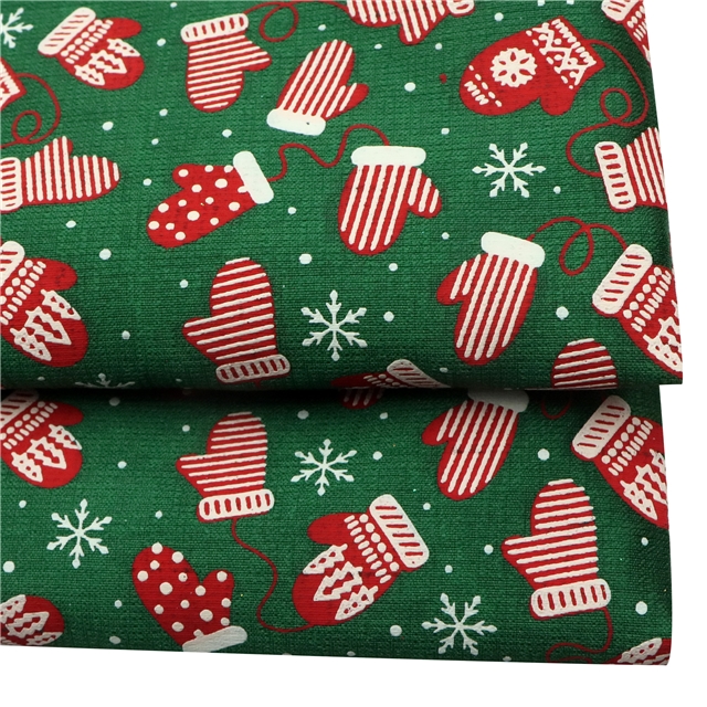 christmas gloves plaid ink printed bamboo fiber fabric