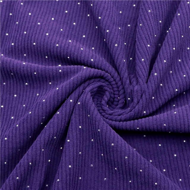 hotfix rhinestone crystals corduroy fabric purple,50*140cm(19.7*55.1