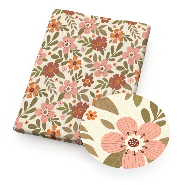 polyester cotton flower mushroom series polyester cotton fabric set (4 pcs/set)