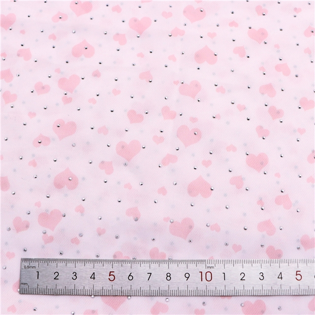 hot stamping heart chiffon fabric