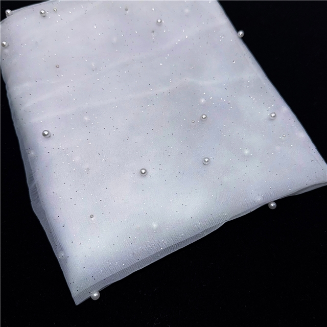 silver powder pearl dress mesh fabric