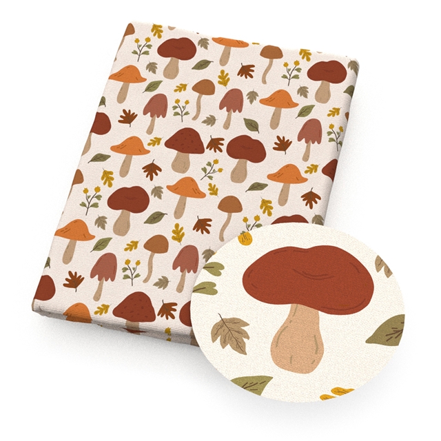 polyester cotton flower mushroom series polyester cotton fabric set (4 pcs/set)