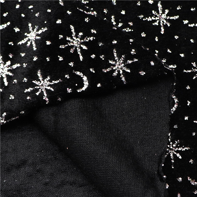 glitter star moon velvet fabric