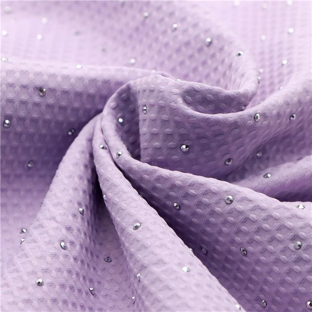 plain hot fix woven plaid polyester fabric