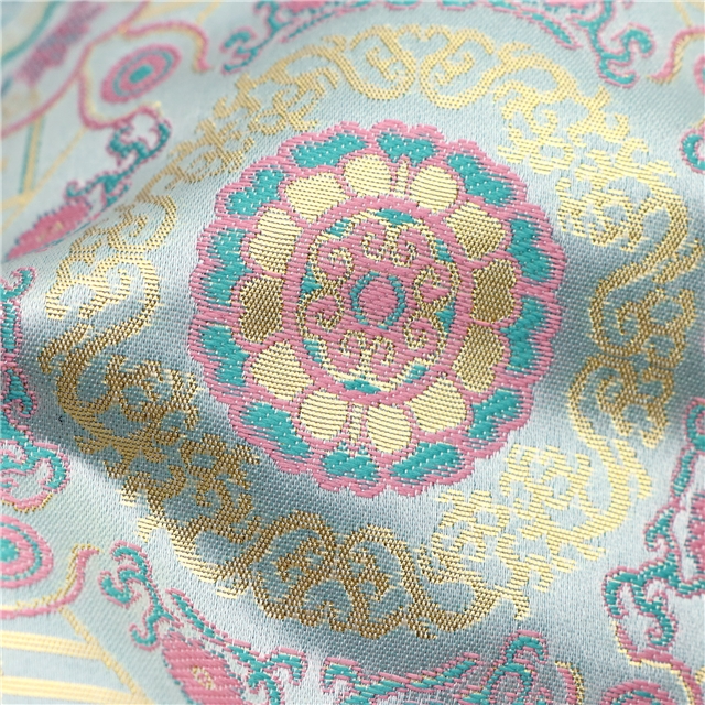 chinese style geometric pattern gold and silver jacquard fabric