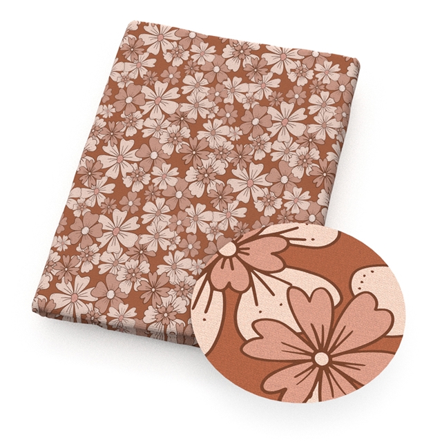 polyester cotton flower mushroom series polyester cotton fabric set (4 pcs/set)