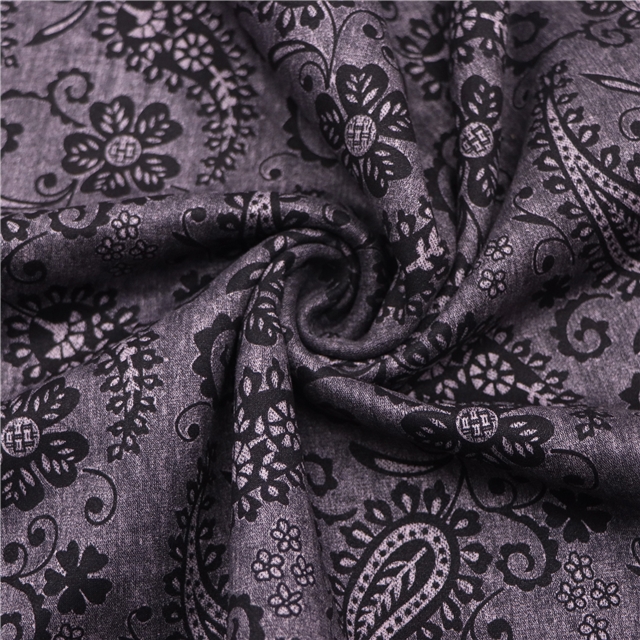 geometric cashew pattern printed suede fabric