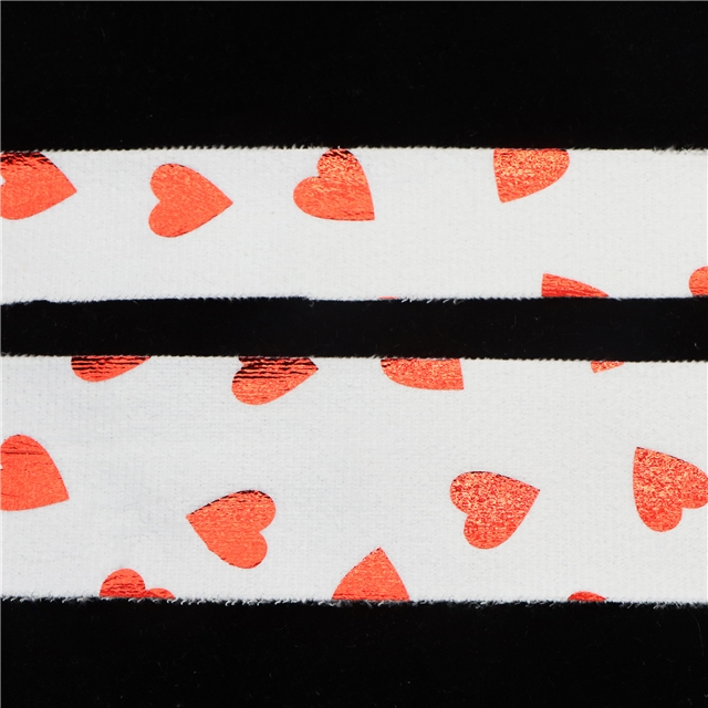 red hot stamping heart sliced straight edge ribbon