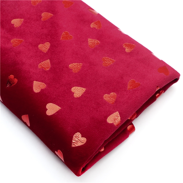 red hot stamping heart short plush fabric