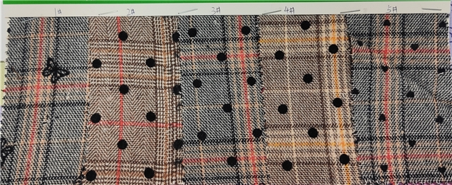 velvet dot butterfly heart brushed yarn dyed checkered fabric