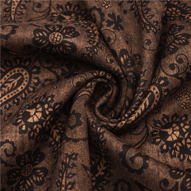 geometric cashew pattern printed suede fabric
