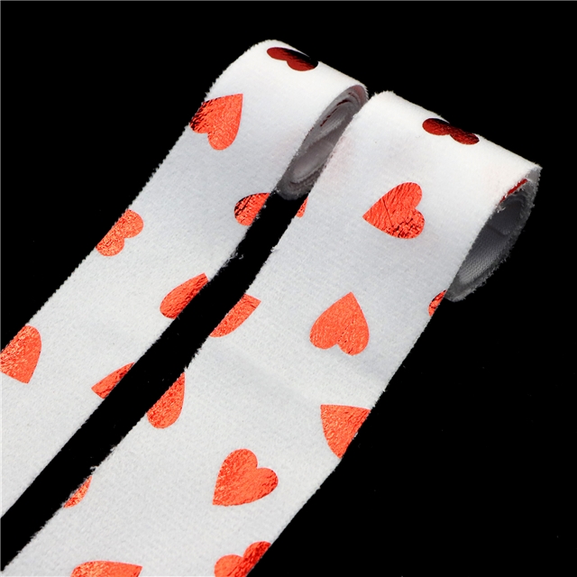 red hot stamping heart sliced straight edge ribbon