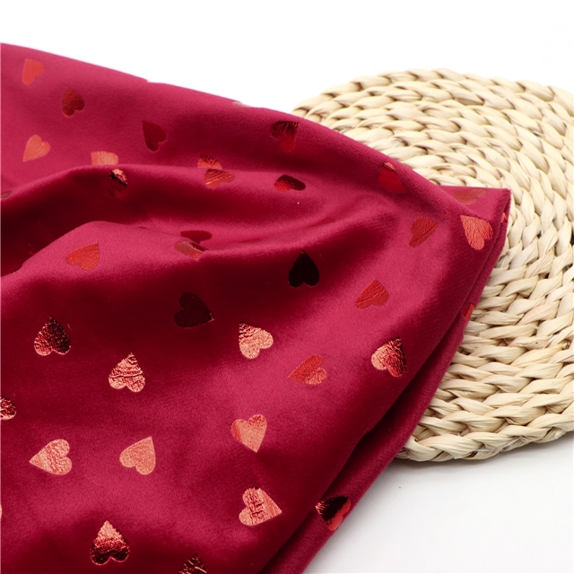 red hot stamping heart short plush fabric