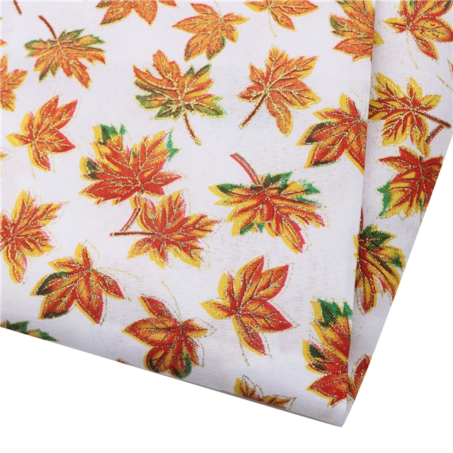 spraying powder on autumn leaves imitating linen cloth