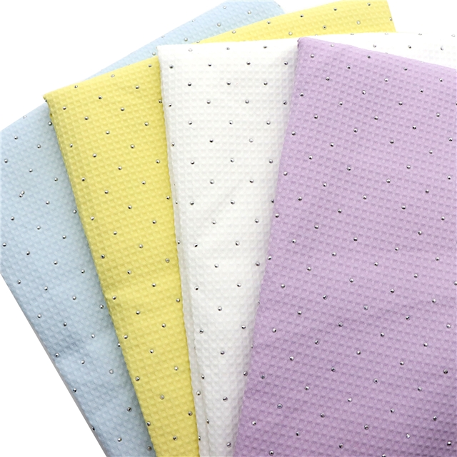 plain hot fix woven plaid polyester fabric
