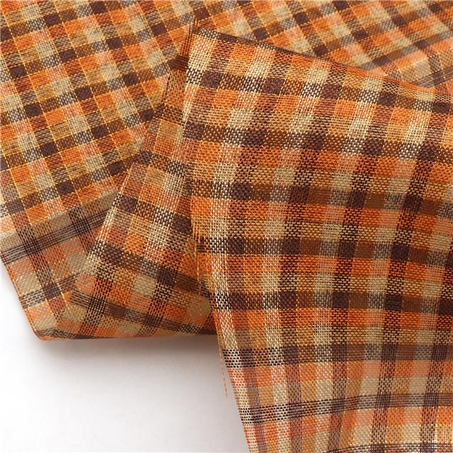 plaid gold and silver thread imitation linen fabric