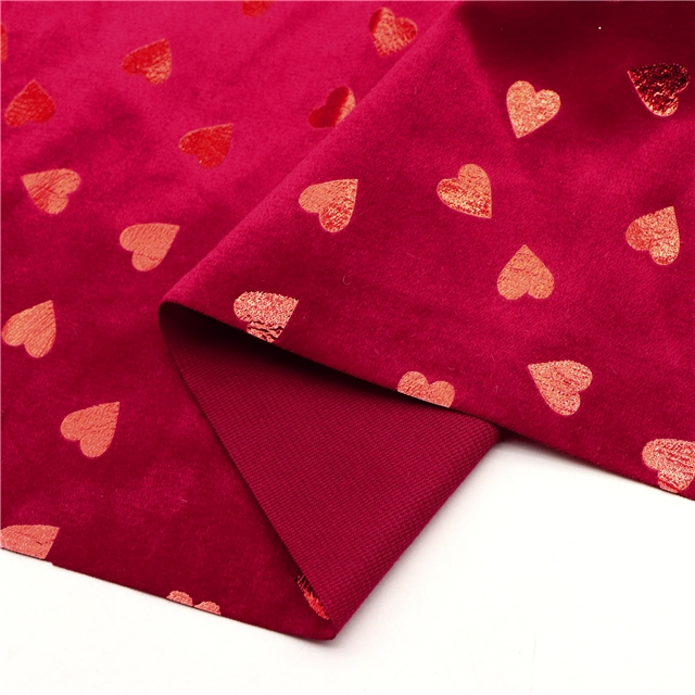 red hot stamping heart short plush fabric