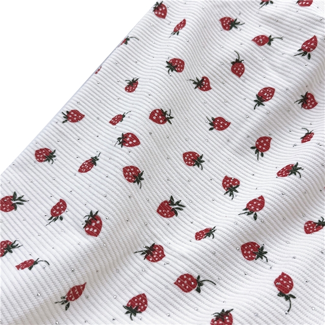 hot stamping strawberry corduroy fabric