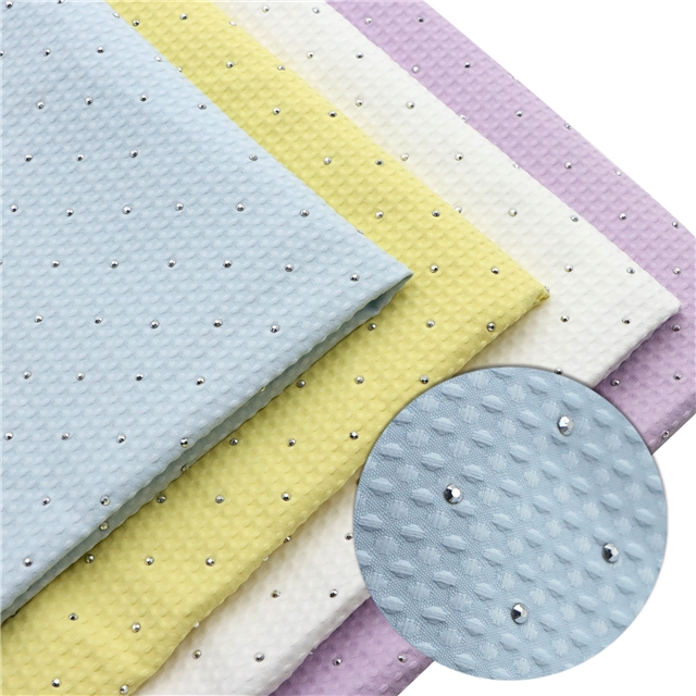 plain hot fix woven plaid polyester fabric