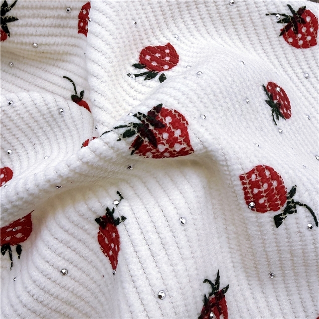 hot stamping strawberry corduroy fabric