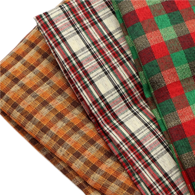 plaid gold and silver thread imitation linen fabric