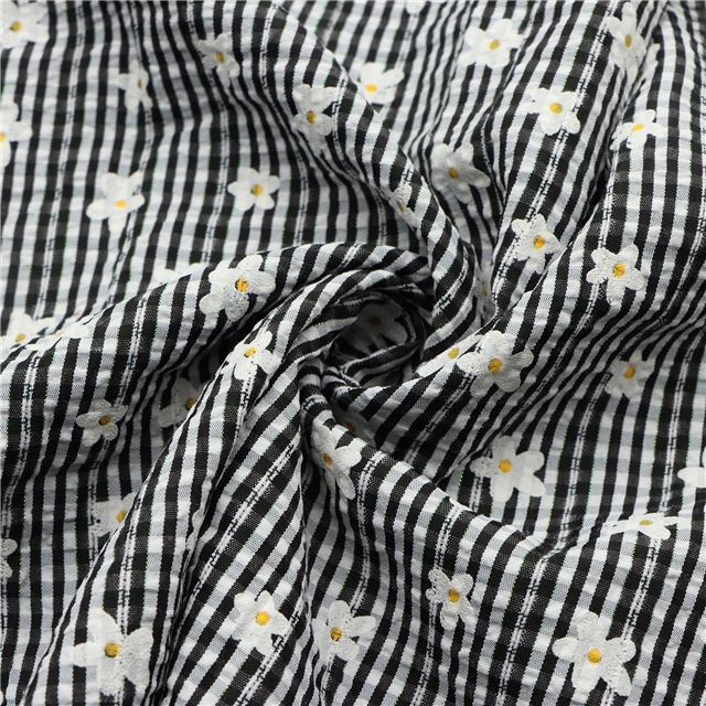 bright silk bubble striped offset printed flower fabric 7#black,50*140cm(19.7*55.1