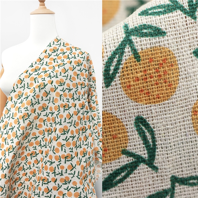 small fresh printed linen fabric