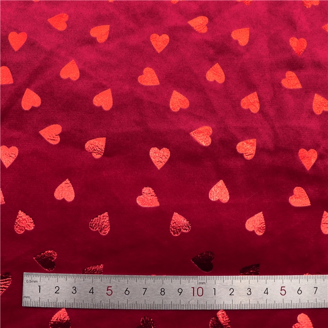 red hot stamping heart short plush fabric