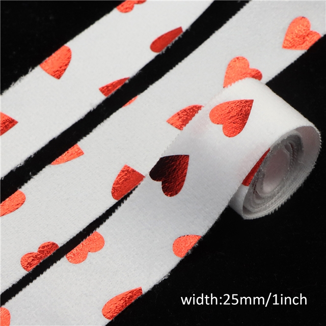 red hot stamping heart sliced straight edge ribbon