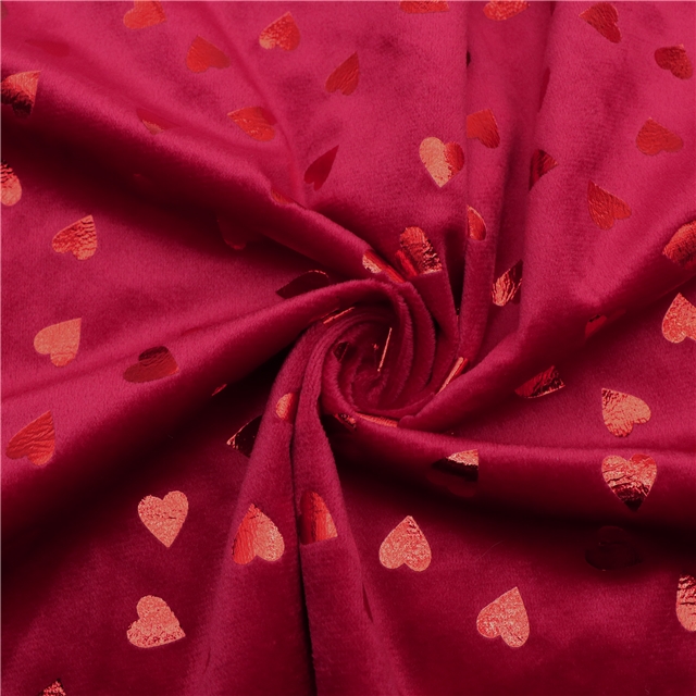red hot stamping heart short plush fabric