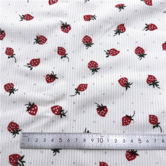 hot stamping strawberry corduroy fabric