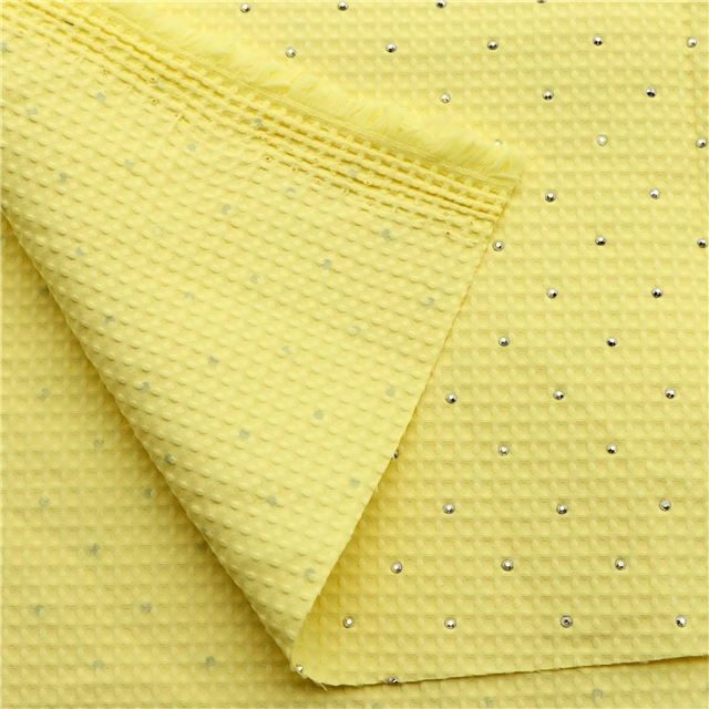 plain hot fix woven plaid polyester fabric