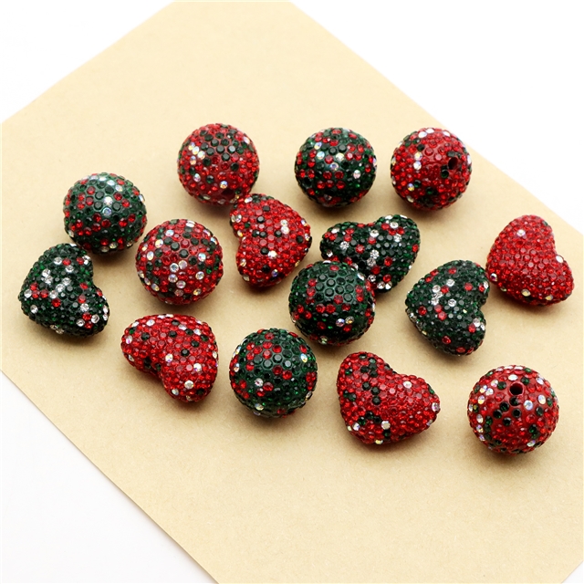 christmas colored clay beads