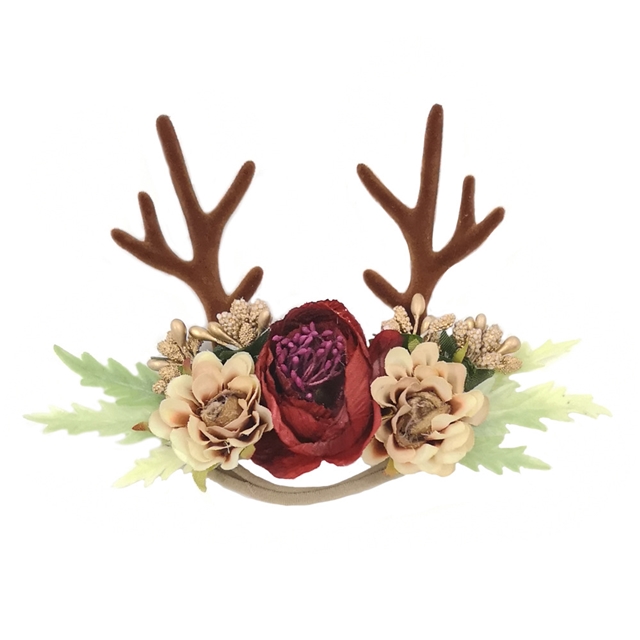 fabric christmas antlers ears baby nylon headband