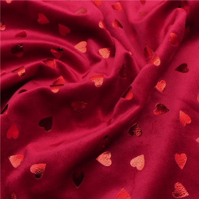 red hot stamping heart short plush fabric