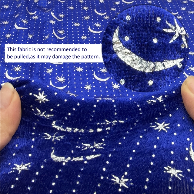 2 ways hot silver star moon velvet fabric