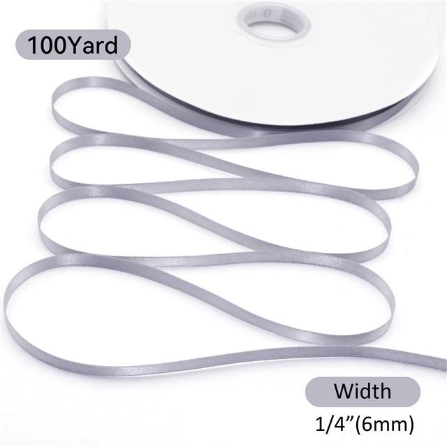 1/4" 6MM double side printed satin 1/4” YAMA double face satin 8800-006(100yard/roll) 012  Silver ,100yard