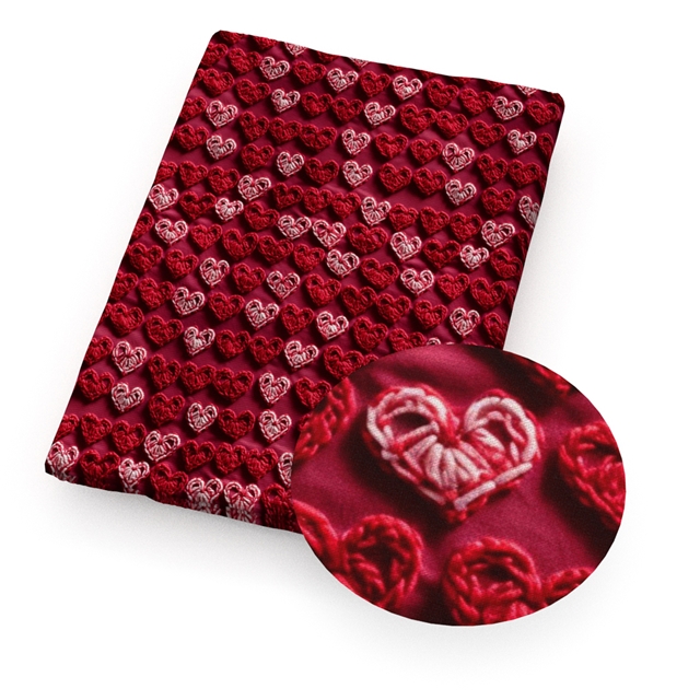 polyester cotton Imitation embroidery heart series polyester cotton fabric set (5 pcs/set) polyester cotton fabric,50*45cm(19.7*17.7