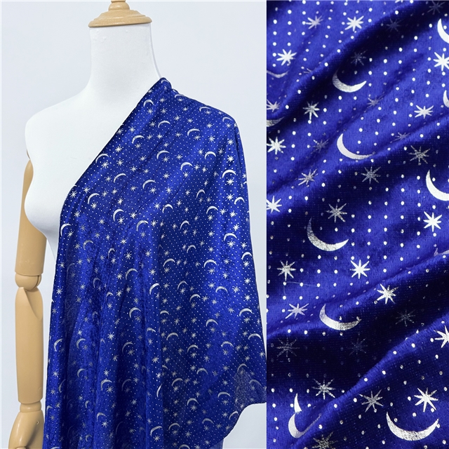 2 ways hot silver star moon velvet fabric