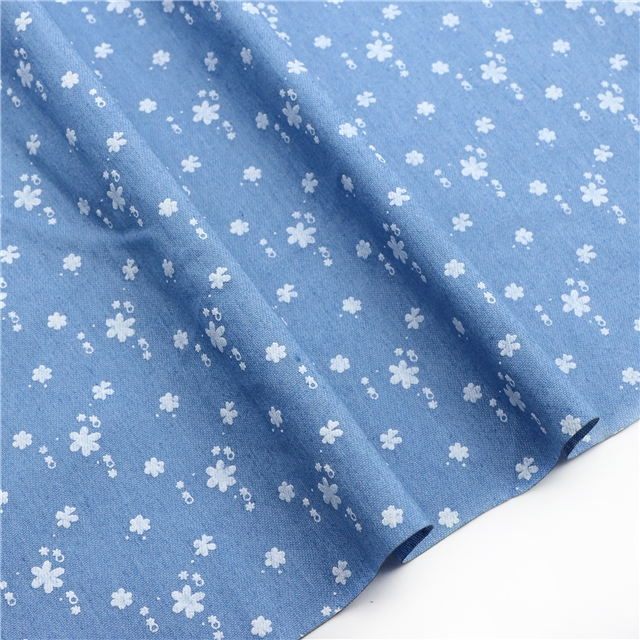 offset printed flower denim fabric 2#blue,50*150cm(19.7*59.1