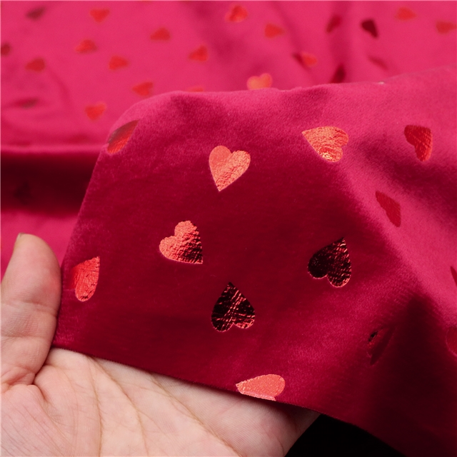 red hot stamping heart short plush fabric