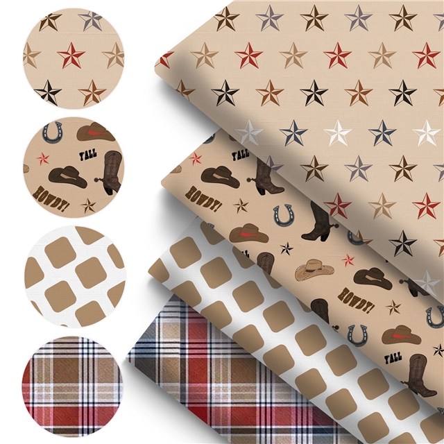polyester cotton geometric star boots series polyester cotton fabric set (4 pcs/set)