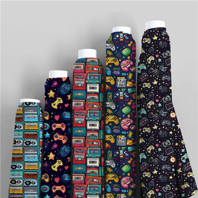 polyester cotton magnetic tape game console series polyester cotton fabric set (8 pcs/set)