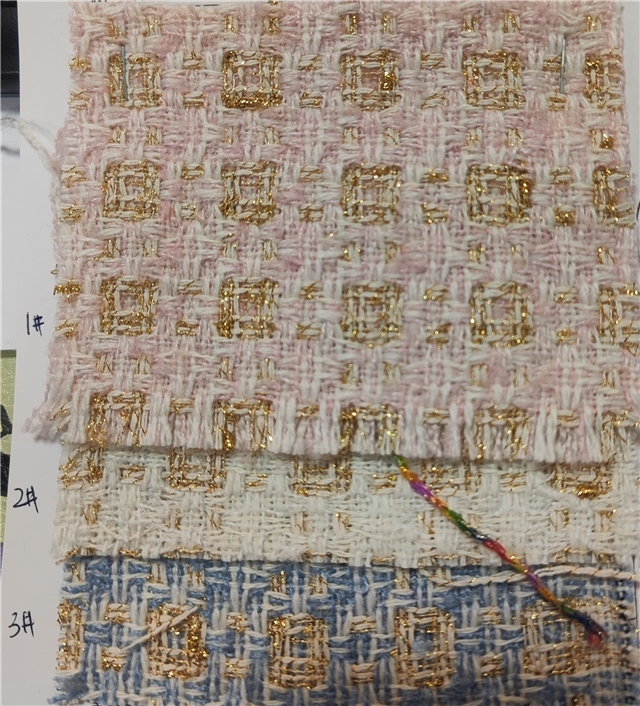 20% wool 80% polyester golden thread woolen woven plaid small fragrant fabric