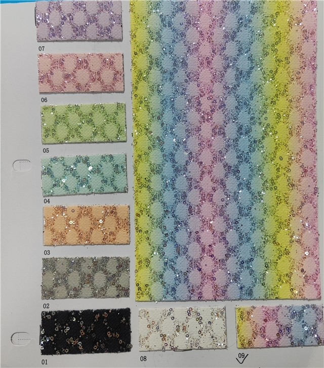 synthetic leather lace glitter sequins diamond pattern faux leather